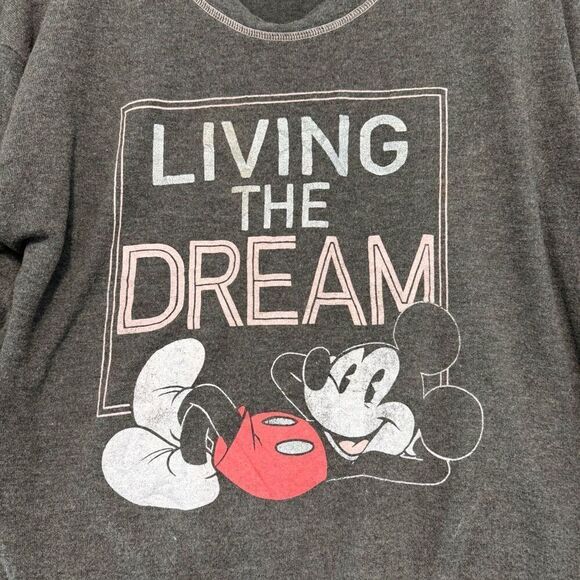 Disney Women’s Grey Long Sleeve Stretch Shirt Size Medium Micky Mouse Graphic - Picture 2 of 10